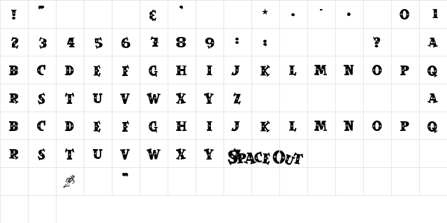 SpaceOut Regular font glyphpreview