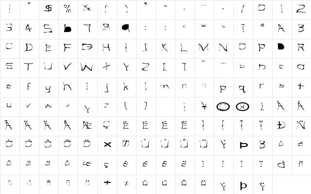FZ WARPED 31 EX Normal font glyphpreview