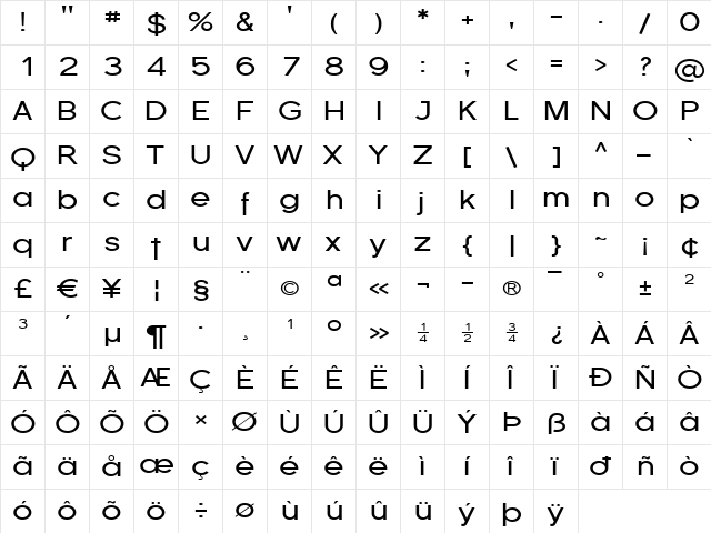 Florencesans Exp Regular font glyphpreview