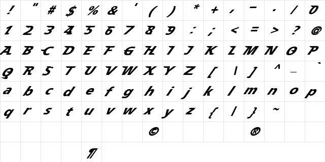 Speedy 12 Regular font glyphpreview