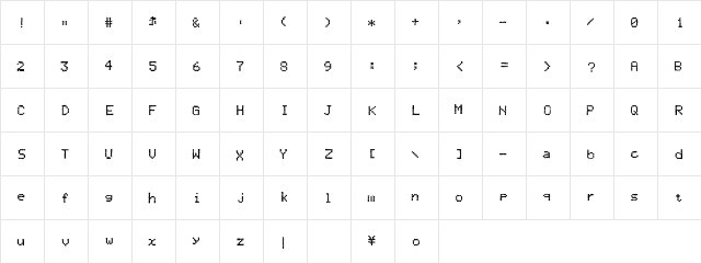 TwistyPixel Regular font glyphpreview