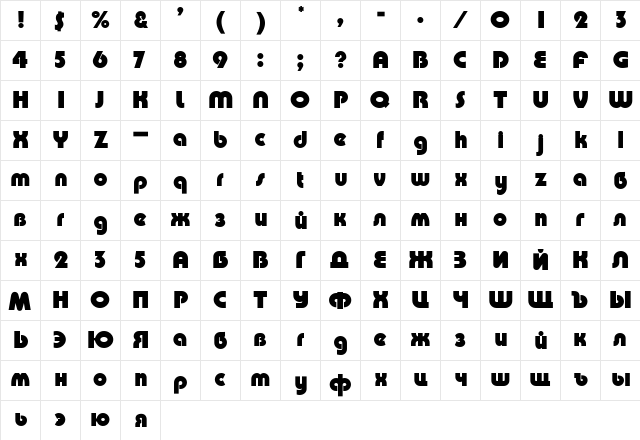 Pump Normal font glyphpreview