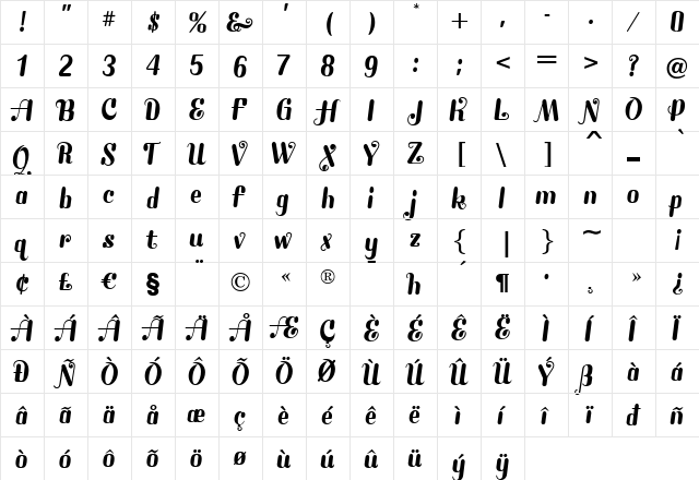 SouthlandJF Regular font glyphpreview