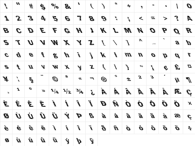 FZ BASIC 56 CRACKED LEFTY Normal font glyphpreview
