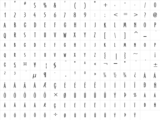 Serengetti ITC TT Regular font glyphpreview