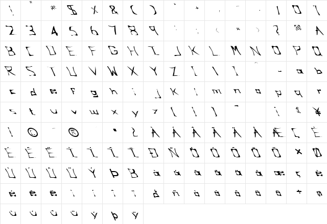 FZ WARPED 34 LEFTY Normal font glyphpreview