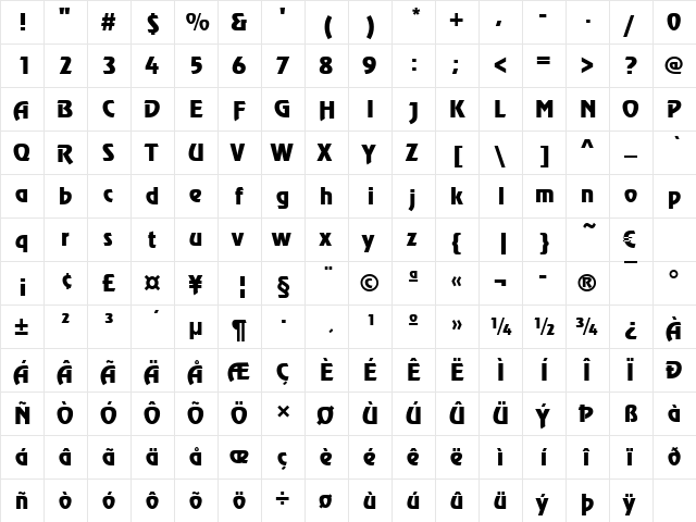 Ravel Regular font glyphpreview