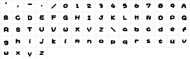 Yoshi's Story game text BRK Regular font glyphpreview