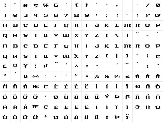 Kreature Kombat Staggered Regular font glyphpreview