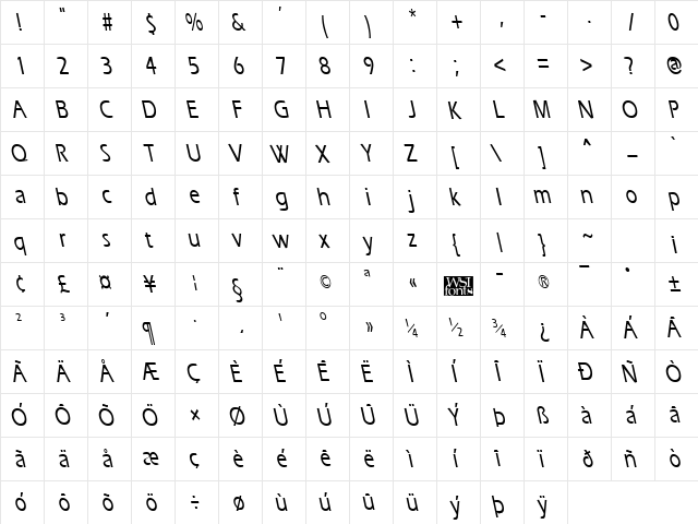 ErgoeMediumCondBS Regular font glyphpreview