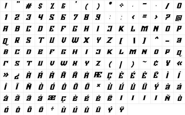 Agnostic Italic Regular font glyphpreview