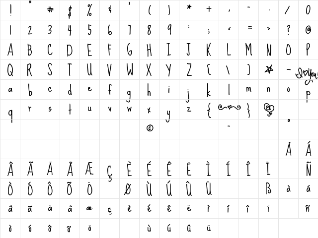Sue Ellen Francisco Regular font glyphpreview