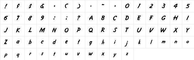 Cartoon-Normal Regular font glyphpreview