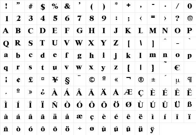 Riccione-Bold Regular font glyphpreview