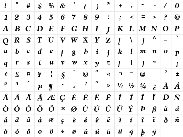 ClericSSK Bold Italic font glyphpreview