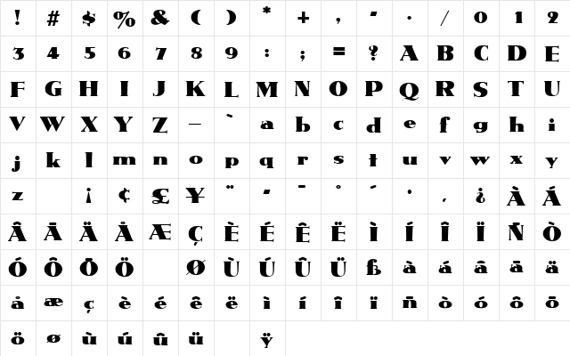 Metropolis SF Regular font glyphpreview