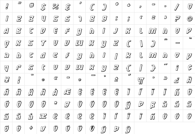 SF Retroesque Shaded Oblique font glyphpreview