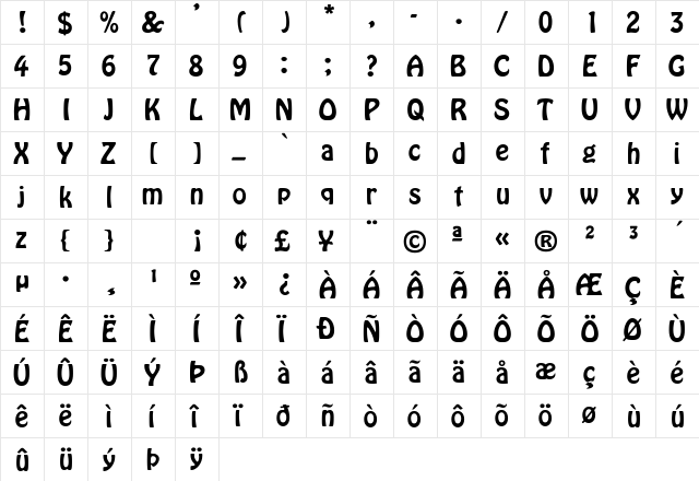 Hobo Regular font glyphpreview