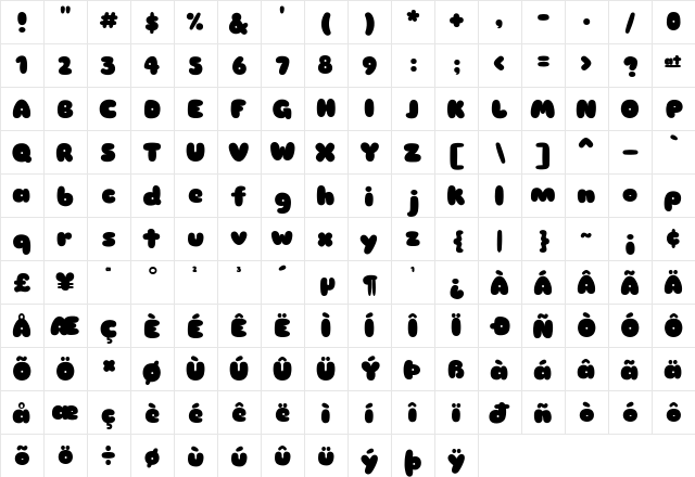 Sniglet Regular font glyphpreview
