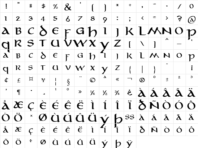 Aniron Regular font glyphpreview
