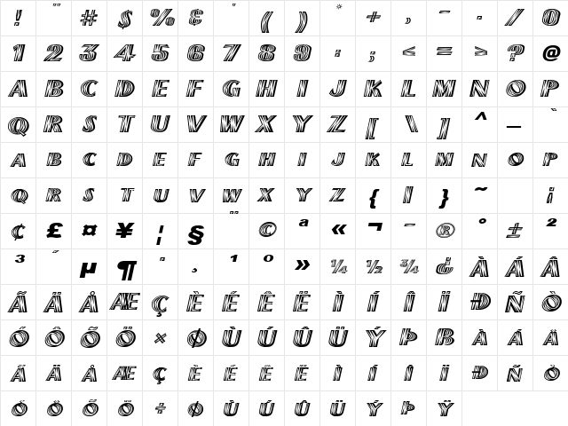 Plank-Extended Italic font glyphpreview