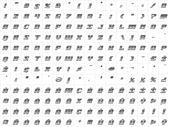 21 Gun Salute Chrome Italic Italic font glyphpreview