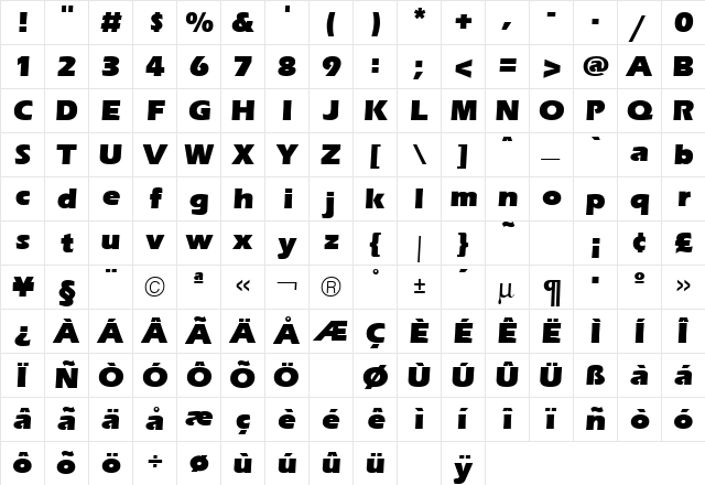 Eras Ultra Regular font glyphpreview