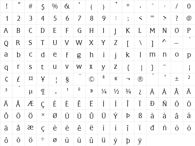 Flare Light Gothic Regular font glyphpreview