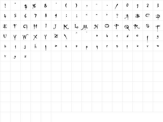 Murder Regular font glyphpreview