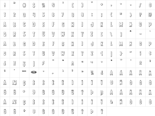 Vicious Hunger 3D Regular font glyphpreview