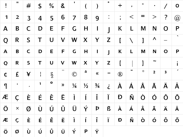 Dialog SmallCaps Regular font glyphpreview