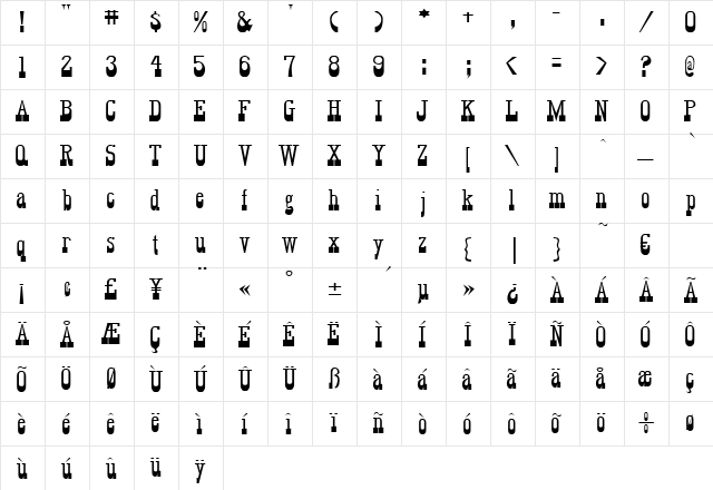 Squawvalley Regular font glyphpreview