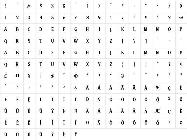 Sultan Regular font glyphpreview