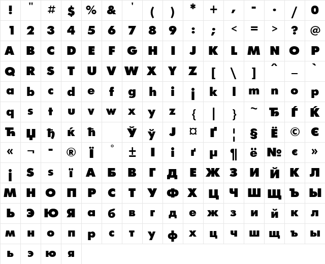 FuturisXCTT Normal font glyphpreview