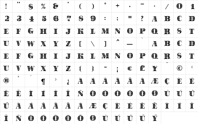 Saphire MN Regular font glyphpreview