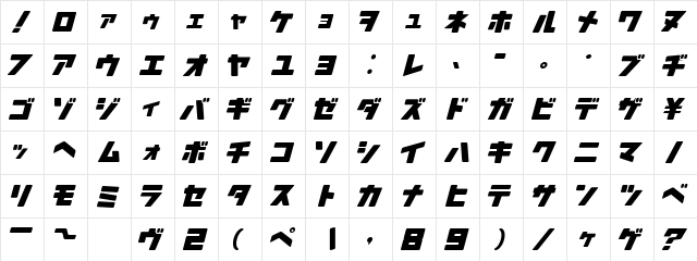 Arakawa Plane font glyphpreview
