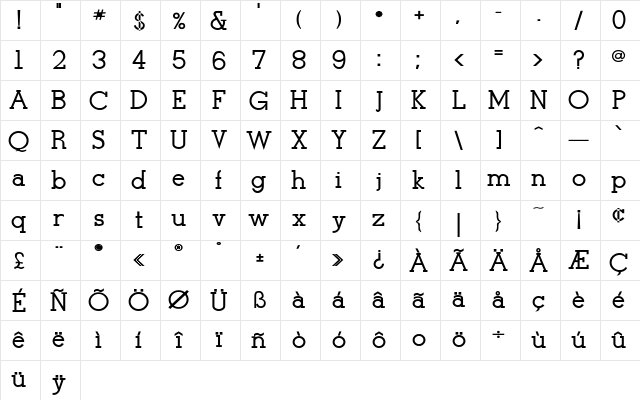 Tulane-Bold Regular font glyphpreview