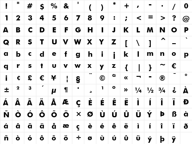 Futura Md BT Bold font glyphpreview