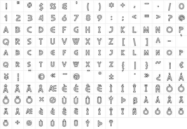 SF Diego Sans Outline Regular font glyphpreview