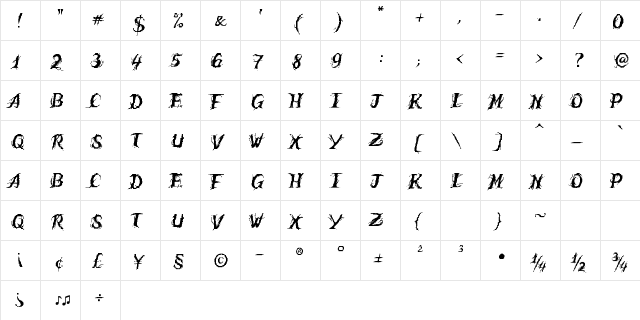 Humble Wall Regular font glyphpreview