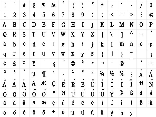 Cento Condensed Bold font glyphpreview