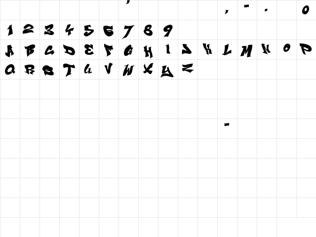 Smasher 312 Black Regular font glyphpreview