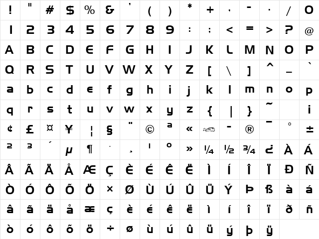 Slicker normal font glyphpreview