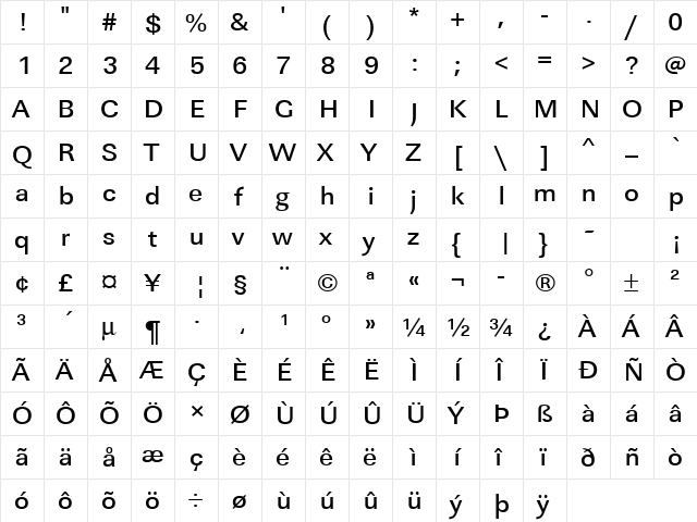 URWLinearTMedWid Regular font glyphpreview