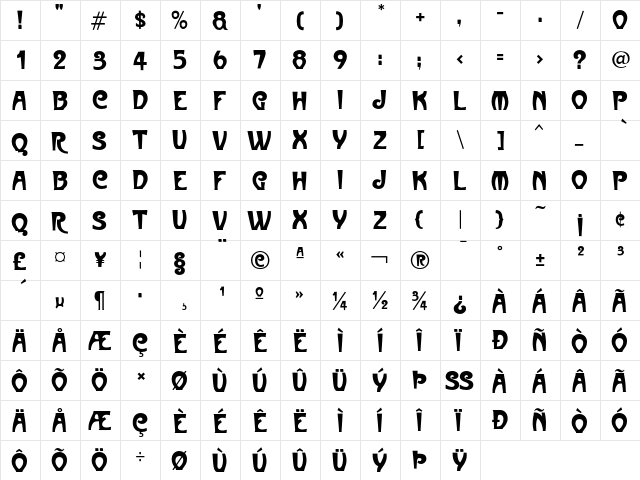 Metropolitaines Regular font glyphpreview