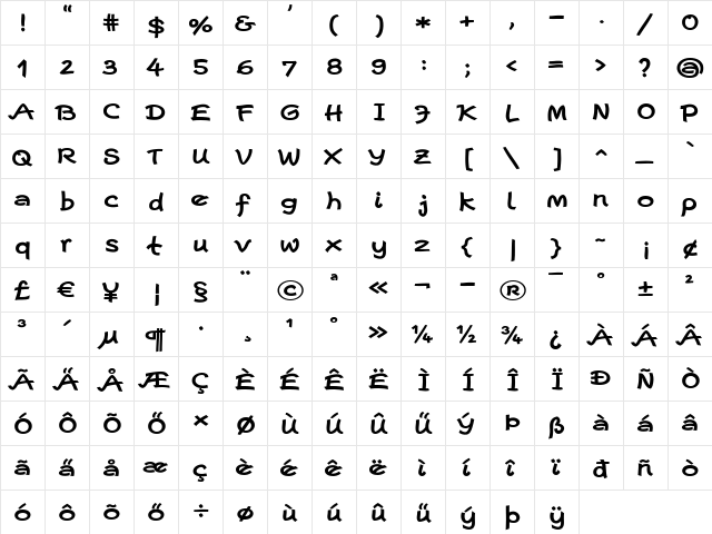 Escript LT Bold font glyphpreview