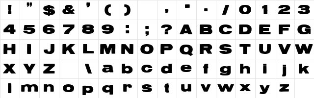 ReservoirGrunge Regular font glyphpreview