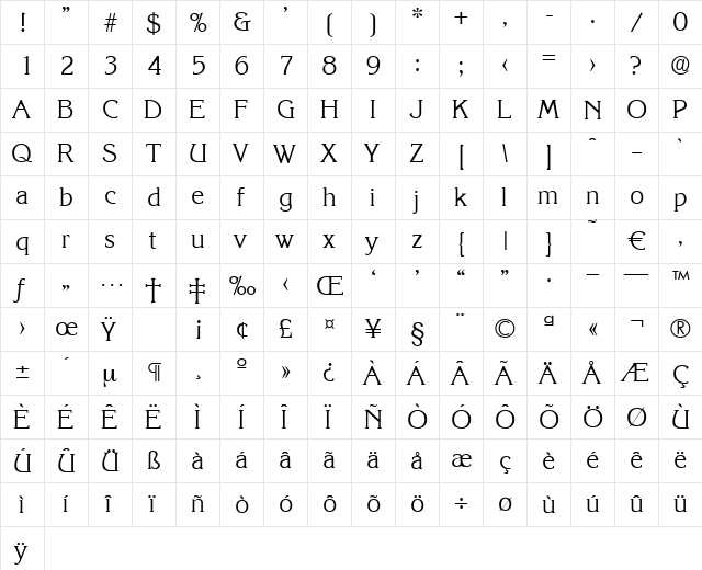 Korinth-Light Regular font glyphpreview