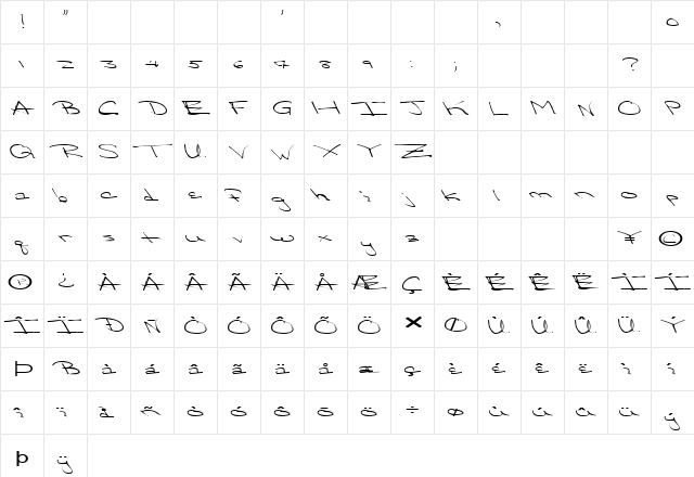 FZ HAND 24 EX Normal font glyphpreview