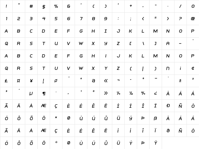 Inter-Bureau Semi-Italic Semi-Italic font glyphpreview